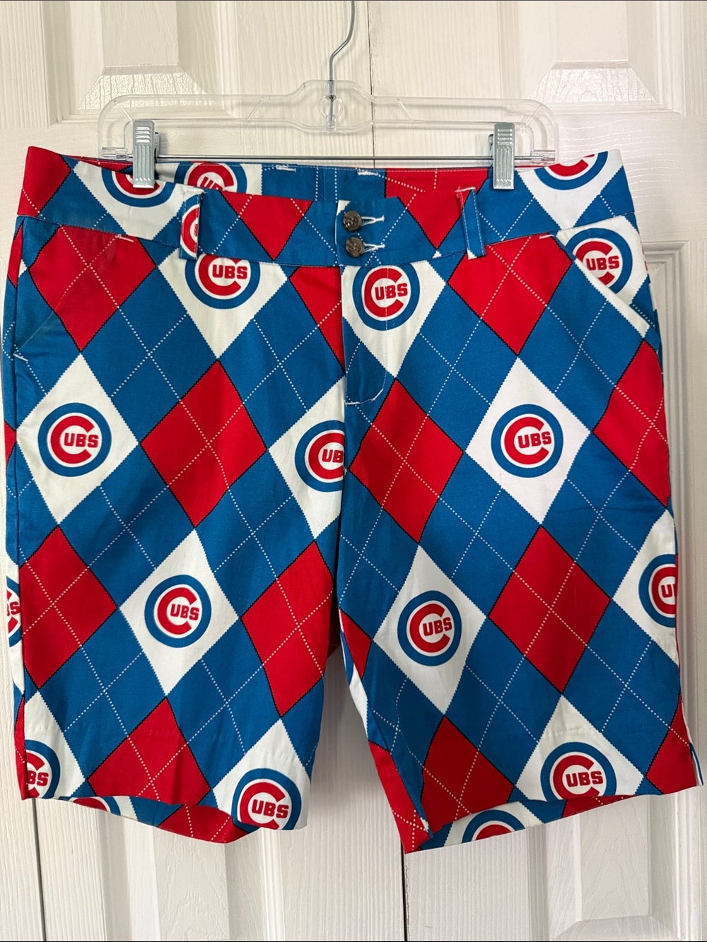 LoudMouth Cubs Baseball ArgylePrint Golf Chino Shorts Women’s Az 16